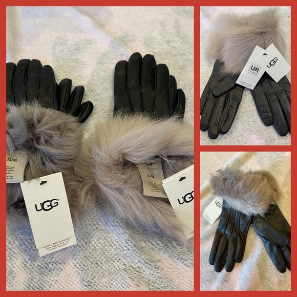 1 PAIR LEFT!  BNWT Ugg Leather Gloves w/Fur-Size Medium - Picture 12 of 12